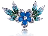 Hawaiian Pacific Opal Plumeria Flower Swarovski Crystal Rhinestone Pin Brooch