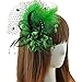 Coolr Fascinator Hair Clip Feather Wedding Headwear Bridal Headpiece for Women (Green)