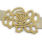 Golden Sun Rose Crystal On Faux Suede Band Bracelet With Button Clasp