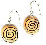 Yellow and Black Kazuri Earrings by SilverChicks