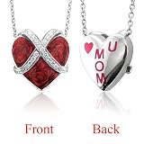 51Or2y8OT4L. SL160  Sterling Silver Love You Mom Heart Diamond Pendant Necklace