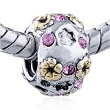October Birthstone Golden Flower European Beads - Pandora Bead & Bracelet Compatible