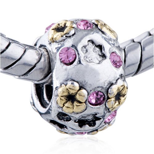 Pandora Style Bead October Birthstone Golden Flower European Charm Bead Fits Pandora Bracelet