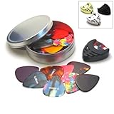 broke Plektren Celluloid 0.46-1.20mm 25er Set m. Pick Holder in Dose