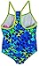 Speedo Big Girls Youth Solid Splice Back One-Piece Swimsuit (8, Blue Geo)
