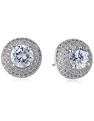 CZ by Kenneth Jay Lane "Classic" Round Micro Pave Border Stud Earrings