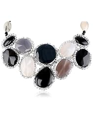 Panacea Black, White and Grey Statement Crystal Necklace, 9.25"