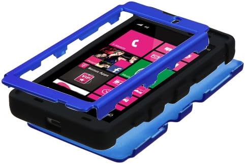 For NOKIA LUMIA 520 TUFF CASE HYBRID 3-LAYER COMBO PHONE COVER RUGGED PROTECTOR SOFT SKIN HARD CASE + (PHONELICIOUS)TM STYLUS (Blue / Black Tuff)
