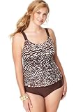 Avenue Plus Size Zig-Zag Tankini w Tummy Control