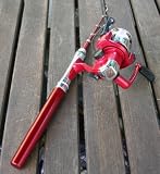RED World Smallest Mini Spinning Fishing Fish Rod Pen Reel Pole