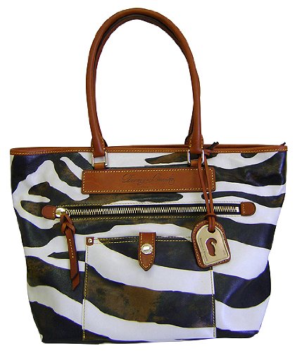 Dooney & Bourke Leather Zebra Pocket Tote British Tan