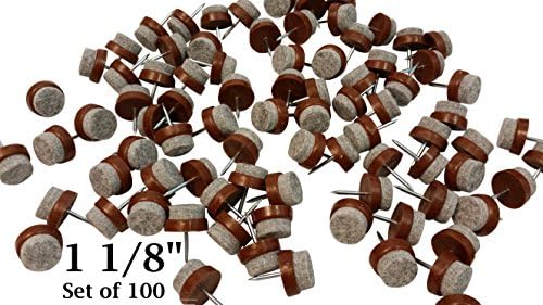 Felt Bottom Nail-On Chair Glides Protect Tile & Hardwood Floors 1 1/8" - Set of 100