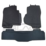 2007-2012 Silverado Sierra Crew Cab Custom Rubber Black Floor Mats Complete Set by Black Series