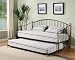 Matt Black Metal Twin Size Day Bed (Daybed) Frame with Trundle & Mattresses