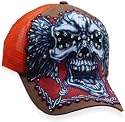 Bulzeye Death Skull With Wings Trucker Hat (Brown / Orange)