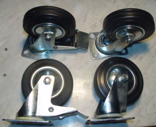 4 Stück Transportrollen lenkbar 125mm Gummibereifung