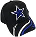 Dallas Adjustable Bent Brim Baseball Cap with Stripes on Bill (Black Star)