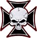 Large Skull on Iron Cross - 5 7/8 x 5 7/8 Embroidered Iron On or Sew On Patch