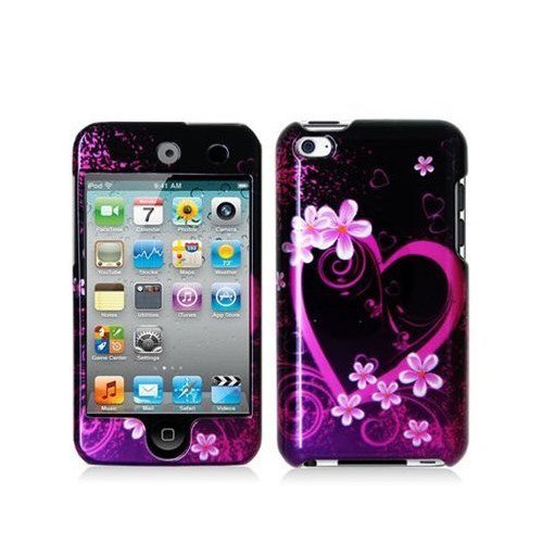 Purple Love Design Hard Snap-on Crystal Skin Case Cover Accessory for Apple Ipod Touch 4th Generation 4g 4 New by ElectroMaster