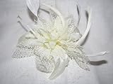Cream Chiffon flower & feather Fascinator Perfect for Wedding, Races or Special Event