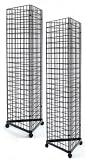 Pair of 2 x 6 Floor Standing Grid Wall Panel Displays with Rolling Triangle Bases, Black