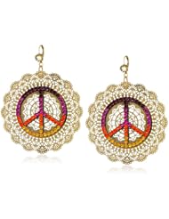Betsey Johnson "St. Barts" Large Filigree Peace Sign Drop Earrings