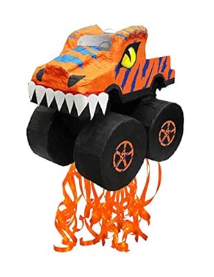Orange Dino Monster Truck Pull Pinata