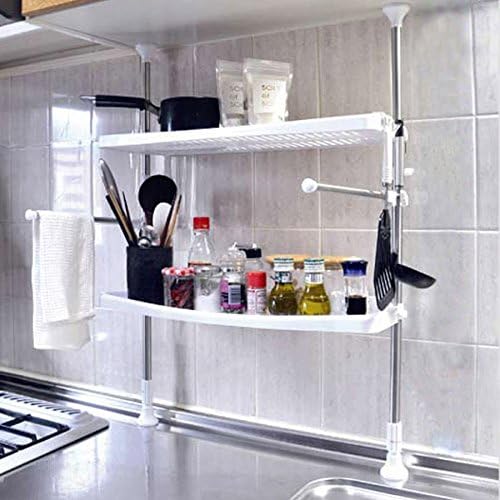SPRING CLEANING! Commecial Grade, Constant Tension, Rustproof Kitchen Spice Rack, Free-hand Installation, 2' to 3'2"- Ivory