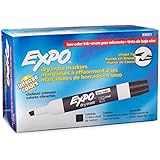 Expo 2 Low-Odor Dry Erase Markers, Chisel Tip, 12-Pack, Black