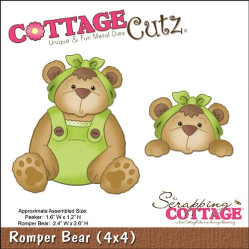 CottageCutz Die Cuts with Foam, 4 by 4-Inch, Romper Bear