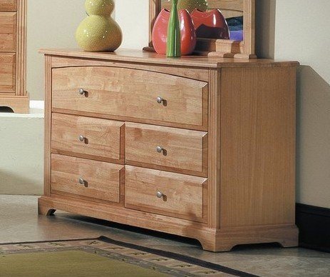 Contemporary Maple Finish Solid Wood Storage Dresser