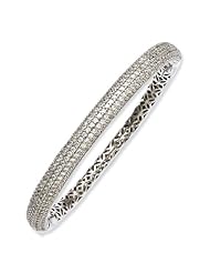 Sterling Silver Rhodium Plated With Cz Bangle