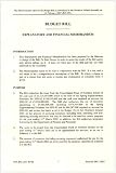 Budget Bill: Explanatory and Financial Memorandum (Northern Ireland Assembly Bills)