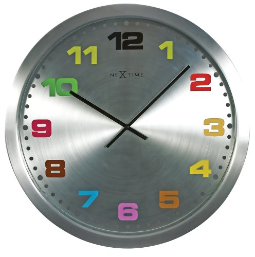 Nextime Wall Clock, 9.8, Glass/Aluminum, Mercure
