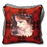 Victoria Franc&egrave;s 10283600 Kissen - Butterfly, 50 x 50 cm, 100% Polyester, mit feiner schwarzer Spitze