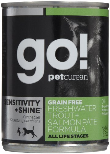 PETCUREAN 152034 12-Pack Go Sensitivity and Shine Grain Free Trout/Salmon Pate Can for Dog, 13.2-Ounce