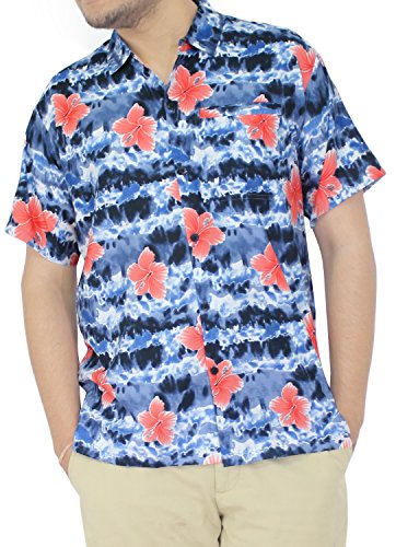 La Leela Hawaiian Shirt For Men Short Sleeve Front-Pocket ALOHA PRINTS In Colors
