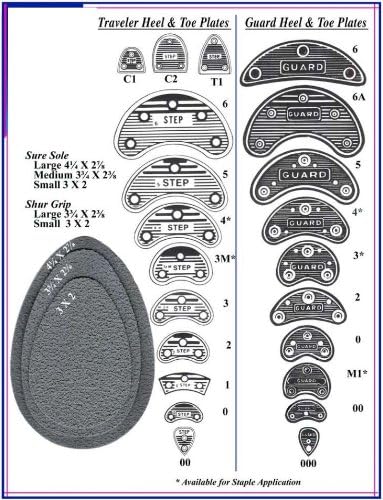 Traveler Guard Self-Adhesive Plastic Heel and Toe Plates with Nails - Black, 10 Pairs