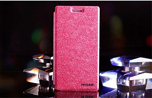 HIGER® OPPO Find 7 Leather Case, Luxury Silk Folio Pu Leather Flip Ack Case Cover for OPPO Find 7 X9007 (Rose)