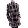 Black white check women's winter coat