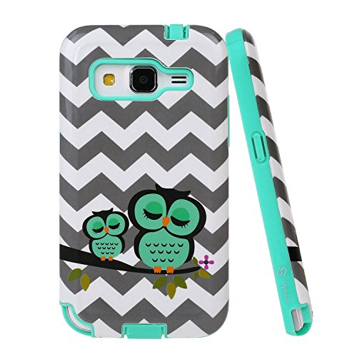 Core Prime Case, Style4U Galaxy Core Prime Cute Owl Design Slim Fit Hybrid Armor Case for Samsung Galaxy Core Prime G360 with 1 Style4U Stylus [Owl Mint Green]
