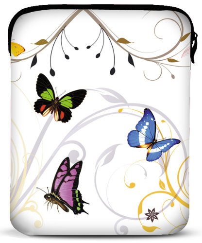 8 - 10 inch Butterflies White Fleur Floral Netbook 