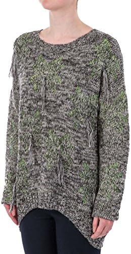 Hidden Fashion Womens Ladies Neon Underlay Tasselled Knitted Jumper [Green_One-Size-Only]