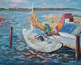 20X24 inch Landscape Hand-painted Oil Painting Ski Boat