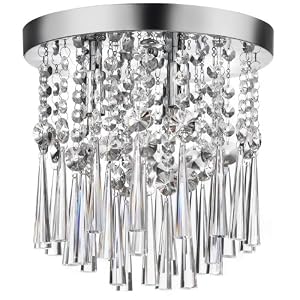 Dainolite JOS-10-3-FH 3-Light Crystal Flush Mounted Fixture, Polished Chrome Crystal by Dainolite