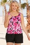 Beach Belle® Honolulu Pink Plus Size Tank Shortini - Plus Size Swimwear Plus Size Swimsuit