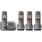 Panasonic KX-TG4134M DECT 6.0 Cordless Phone with Answering System, Metallic Gray, 4 Handsets