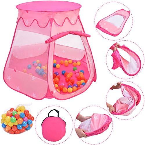 Kid Outdoor Indoor Princess Play Tent Playhouse Ball Tent Toddler Toys w/ Balls
