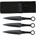 Three Piece Black Ninja Kunai Dagger Set 6 1/2 Inch