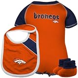 Denver Broncos 3pc Creeper , Bib, Booties Set 18 Month Baby Infant